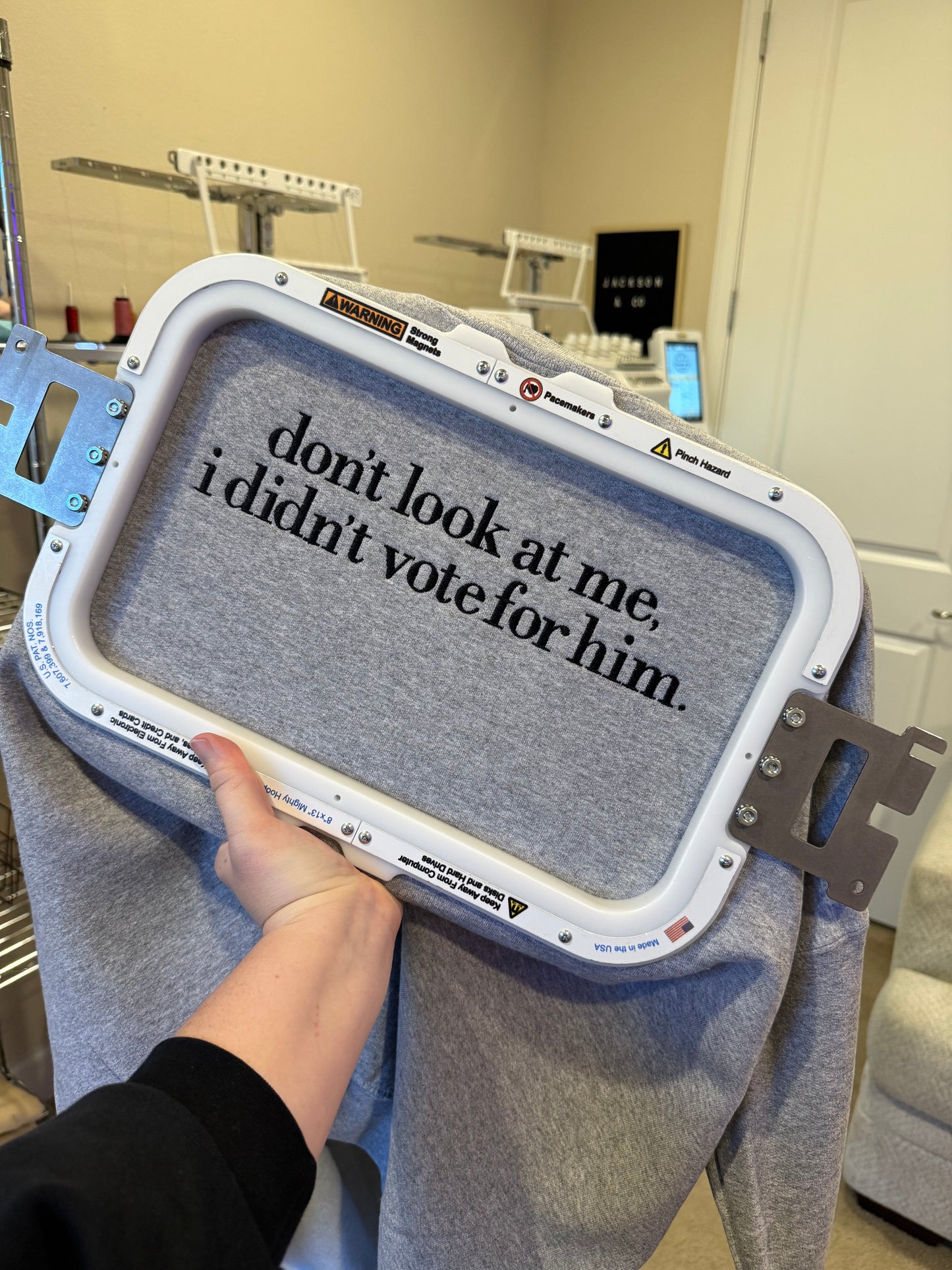 Don’t Look at Me, I Didn‘t Vote for Him Embroidered Sweatshirt