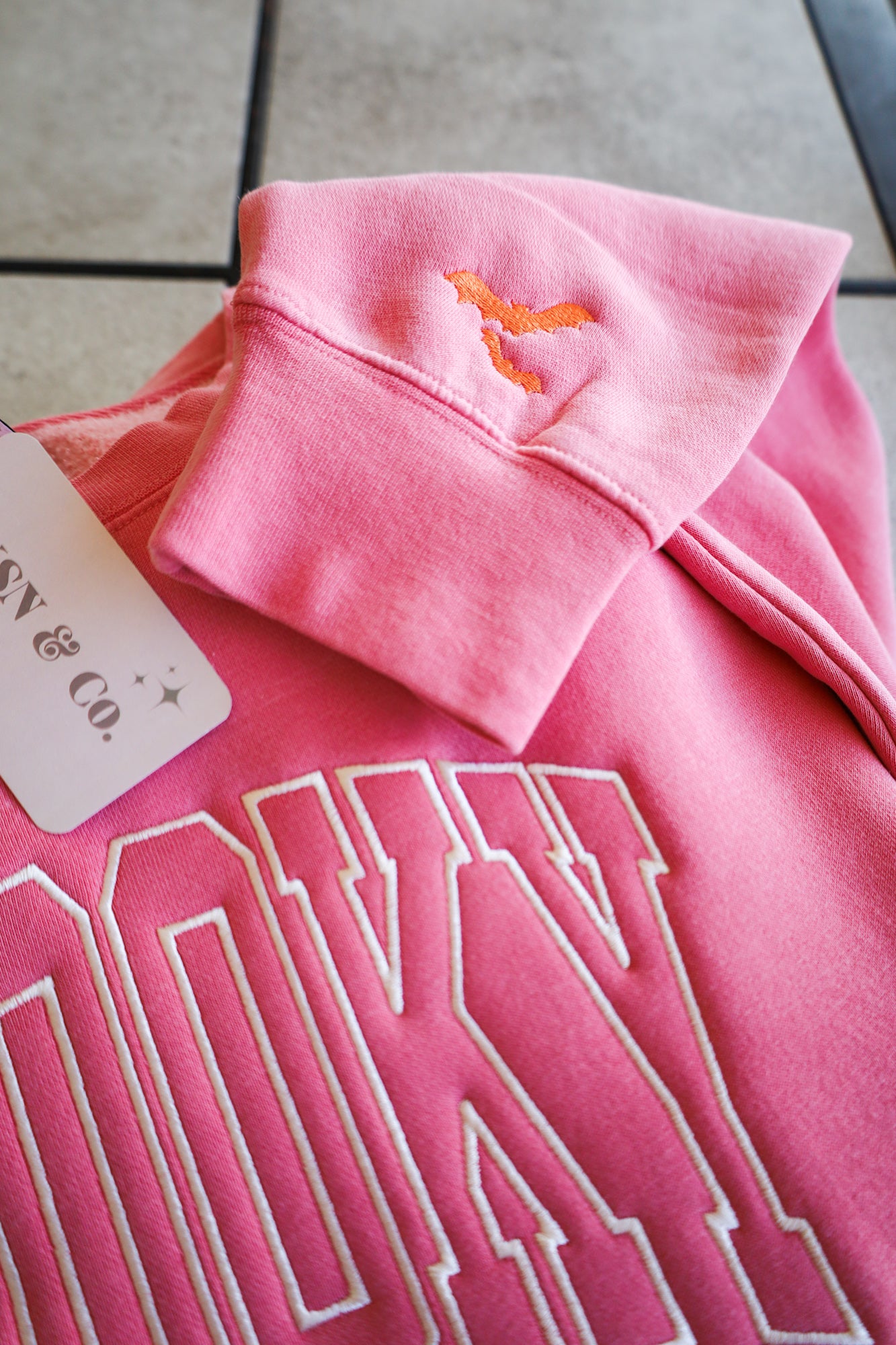 Spooky Vibes Embroidered Sweatshirt w/ Bat Sleeve, Halloween Sweatshirt
