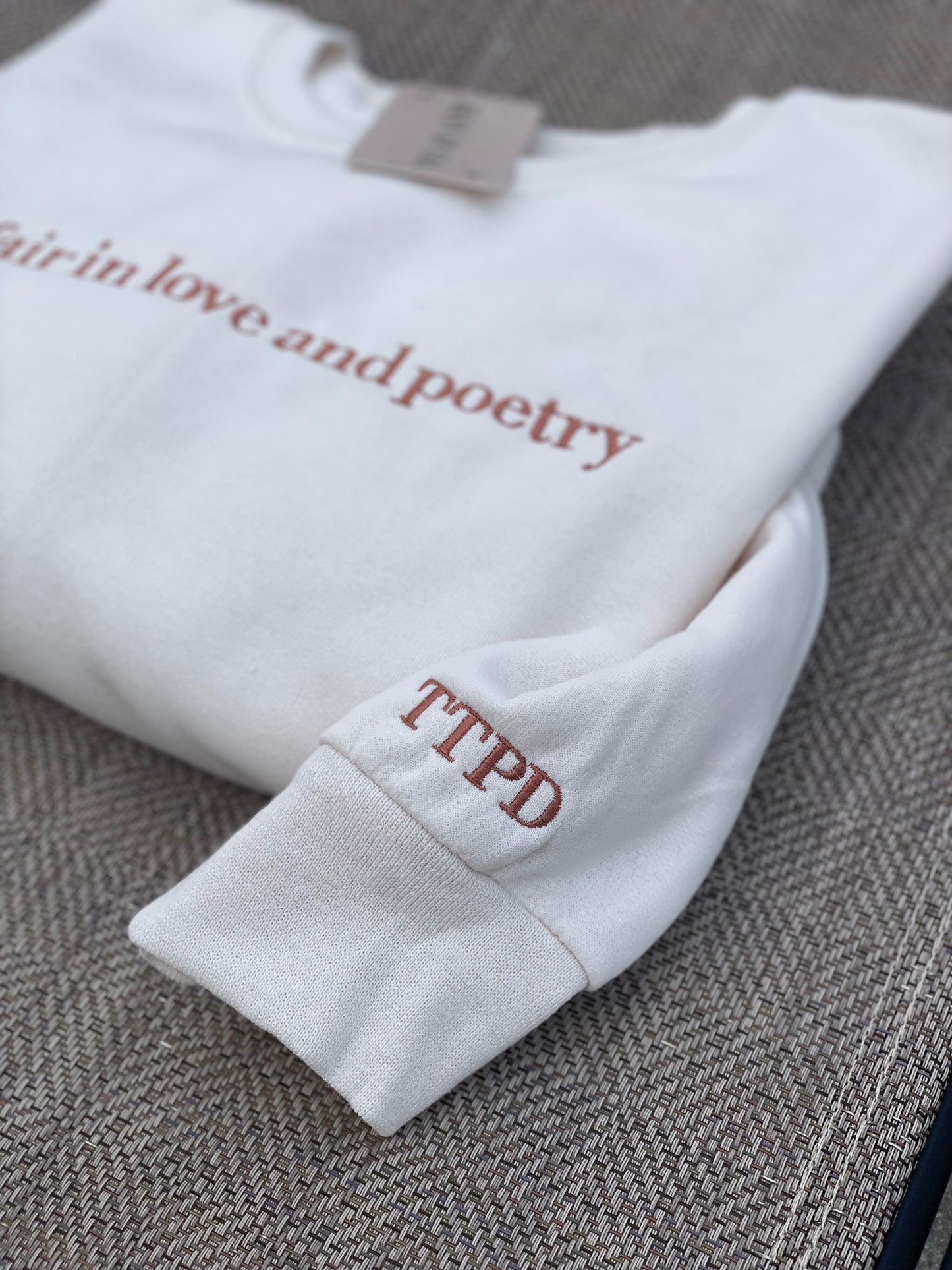 All’s Fair in Love and Poetry Embroidered Crewneck | TTPD Inspired Sweatshirt | Tourtured Poets Inspired Sweatshirt