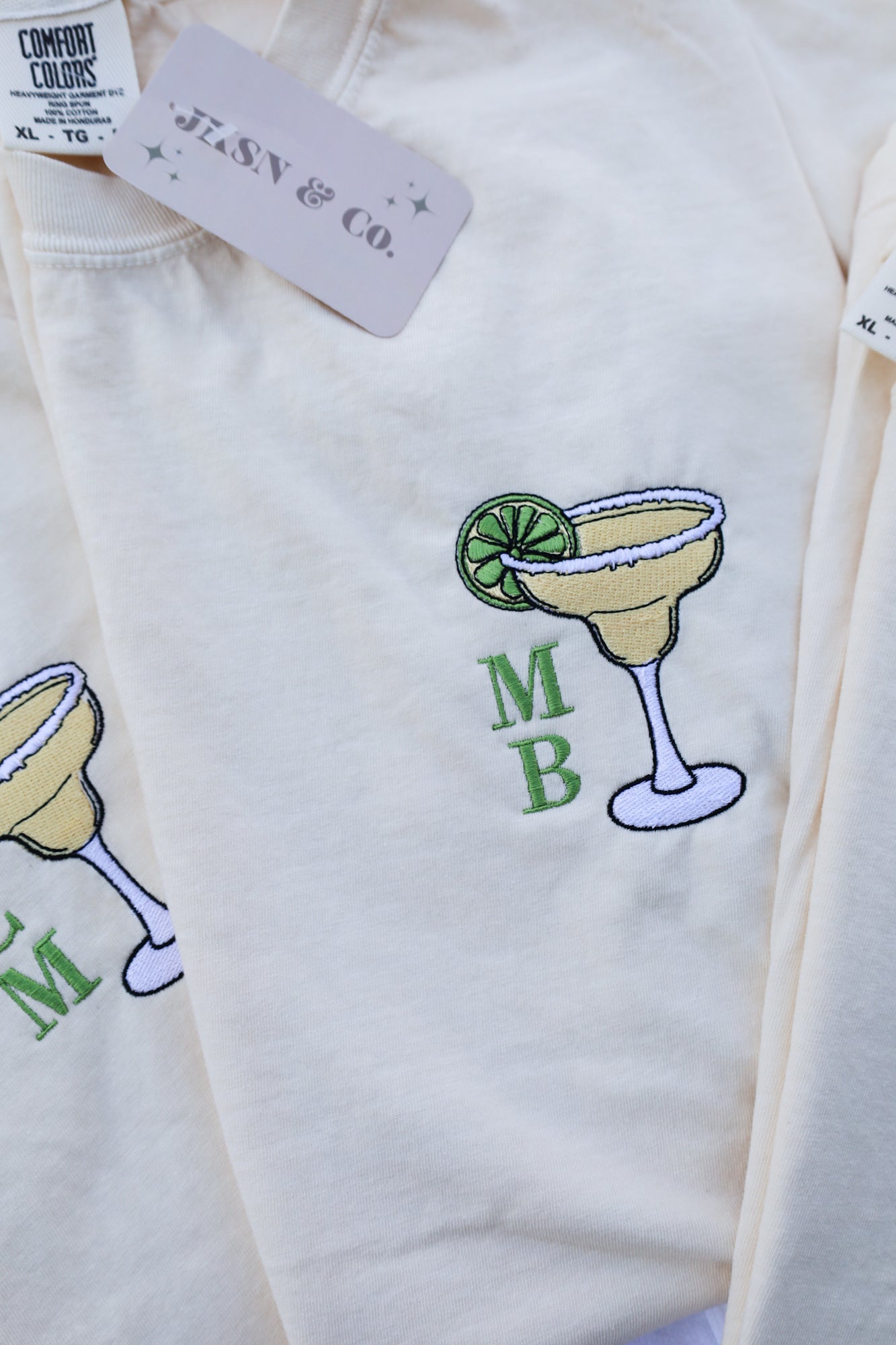 CUSTOMIZABLE Embroidered Margarita Monogram Comfort Colors Tee -- Summer Tee