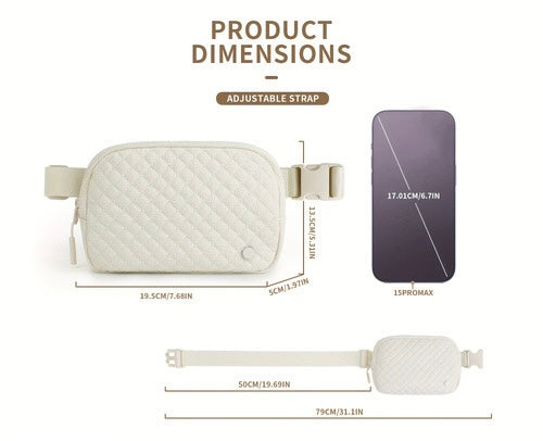 Quilted Embroidered Belt Bag -- Custom Monogram Belt Bag