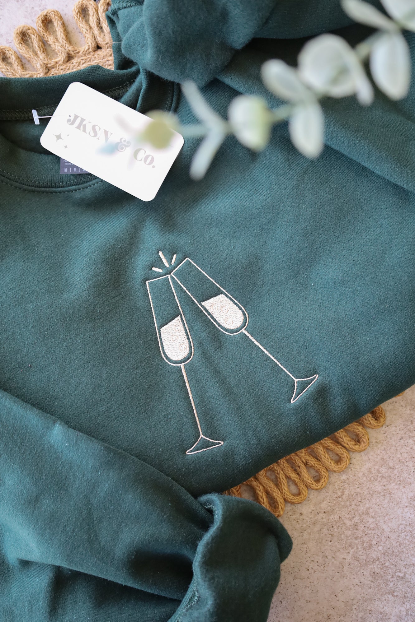 Champagne Toast Embroidered Sweatshirt