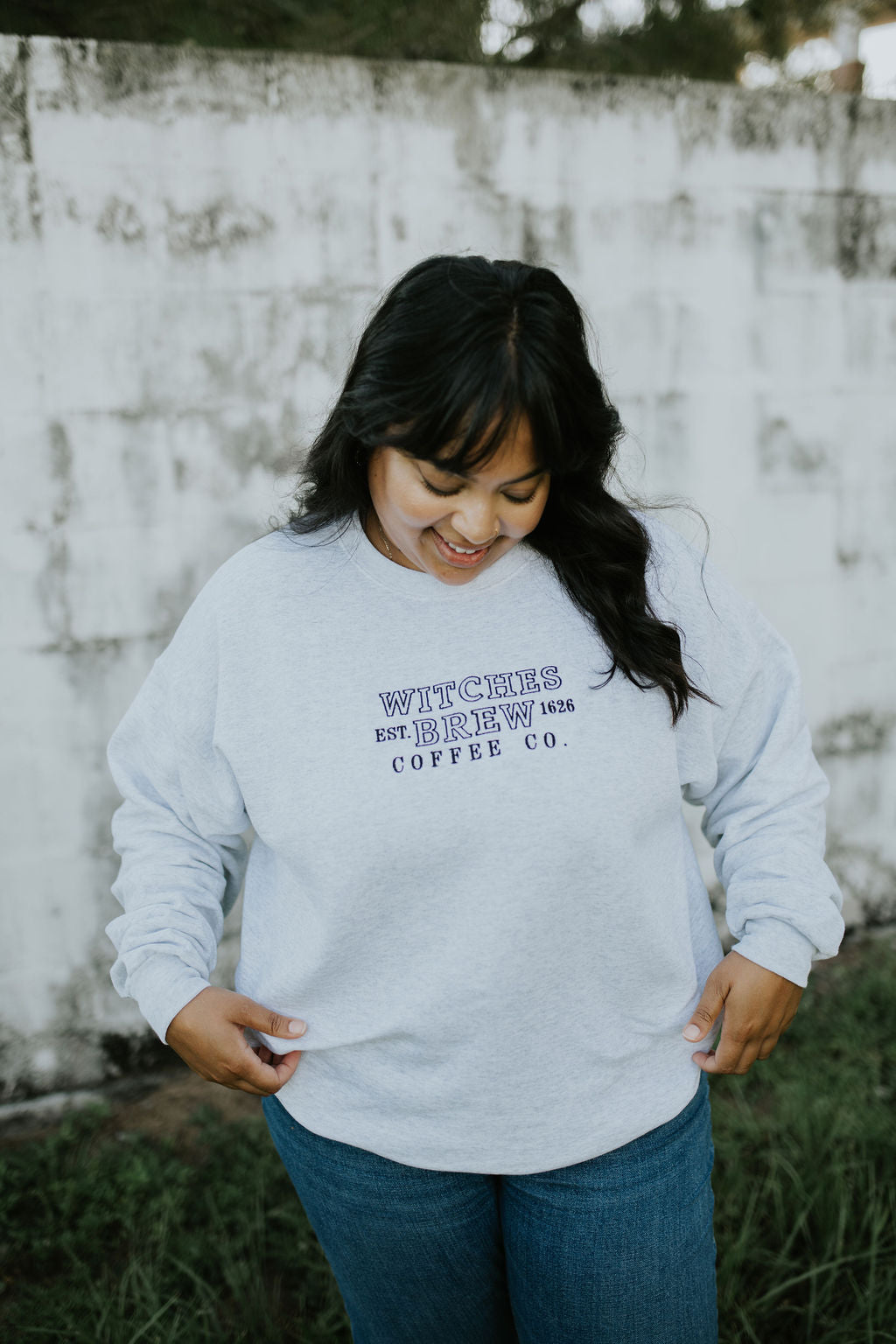 Witches Brew Coffee Co. Embroidered Crewneck-- Halloween Sweatshirt