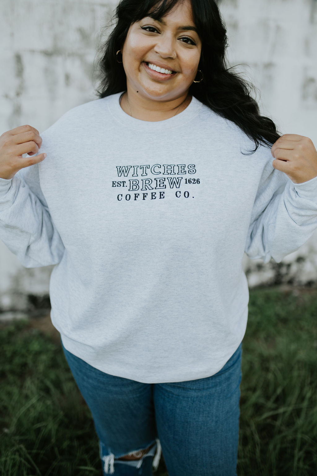 Witches Brew Coffee Co. Embroidered Crewneck-- Halloween Sweatshirt
