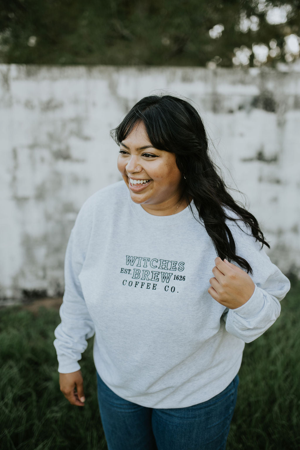 Witches Brew Coffee Co. Embroidered Crewneck-- Halloween Sweatshirt