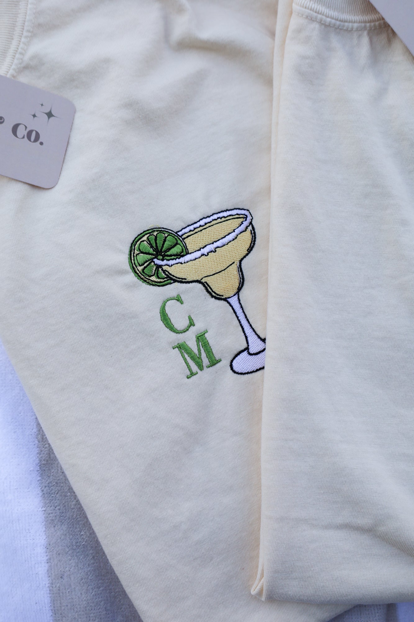 CUSTOMIZABLE Embroidered Margarita Monogram Comfort Colors Tee -- Summer Tee