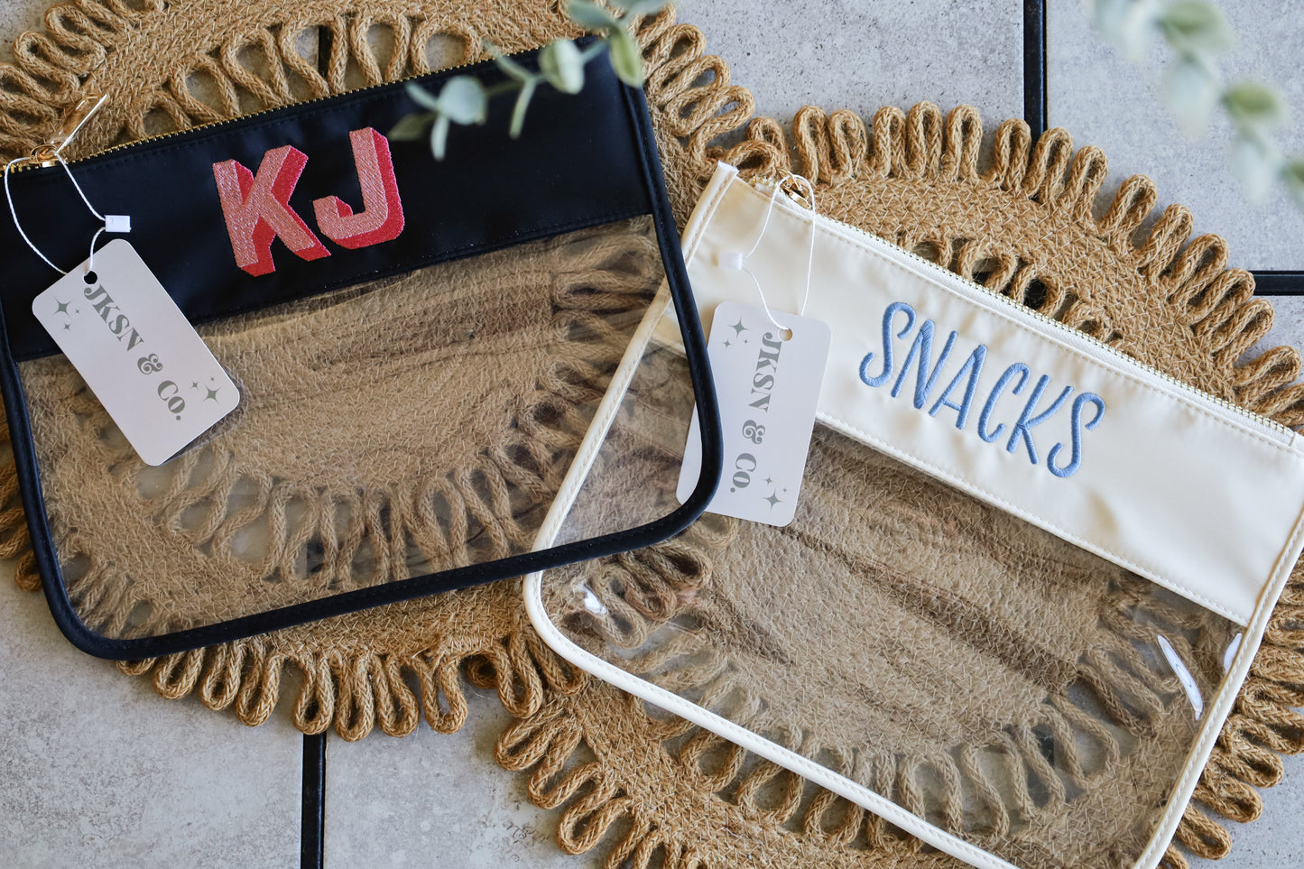 Custom Embroidered Clear Zipper Pouch – Beach & Pool Bag