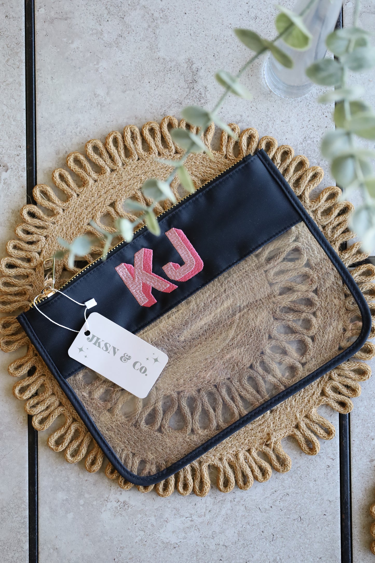 Custom Embroidered Clear Zipper Pouch – Beach & Pool Bag