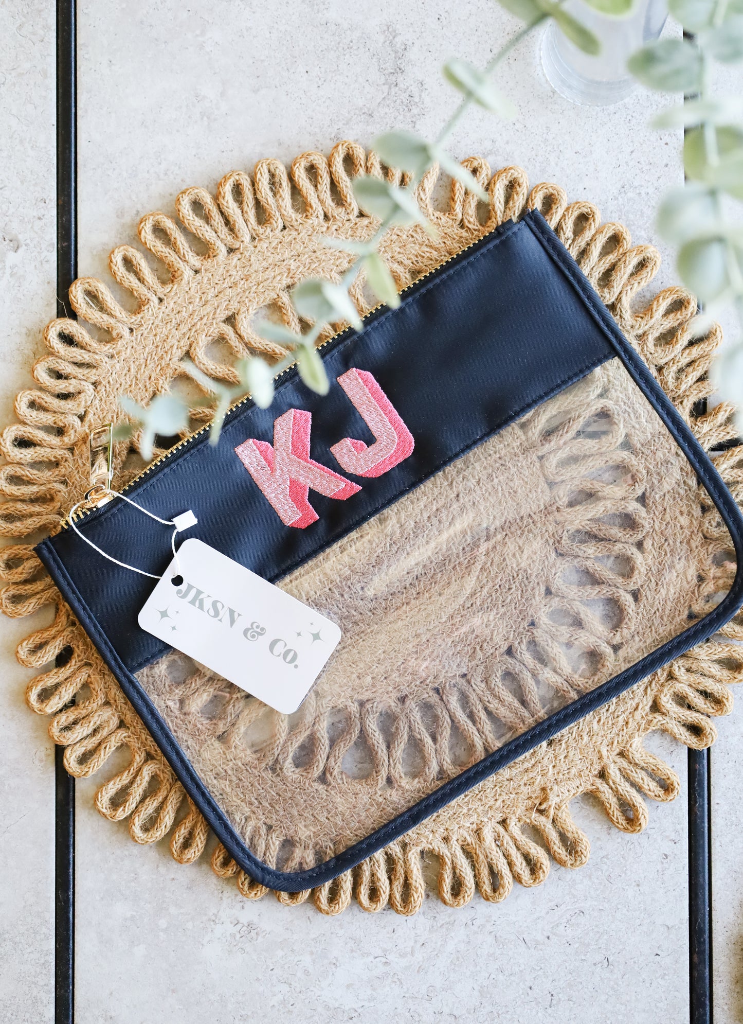 Custom Embroidered Clear Zipper Pouch – Beach & Pool Bag