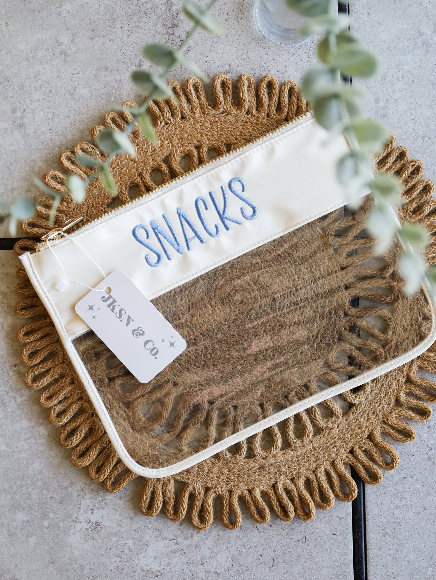 Custom Embroidered Clear Zipper Pouch – Beach & Pool Bag