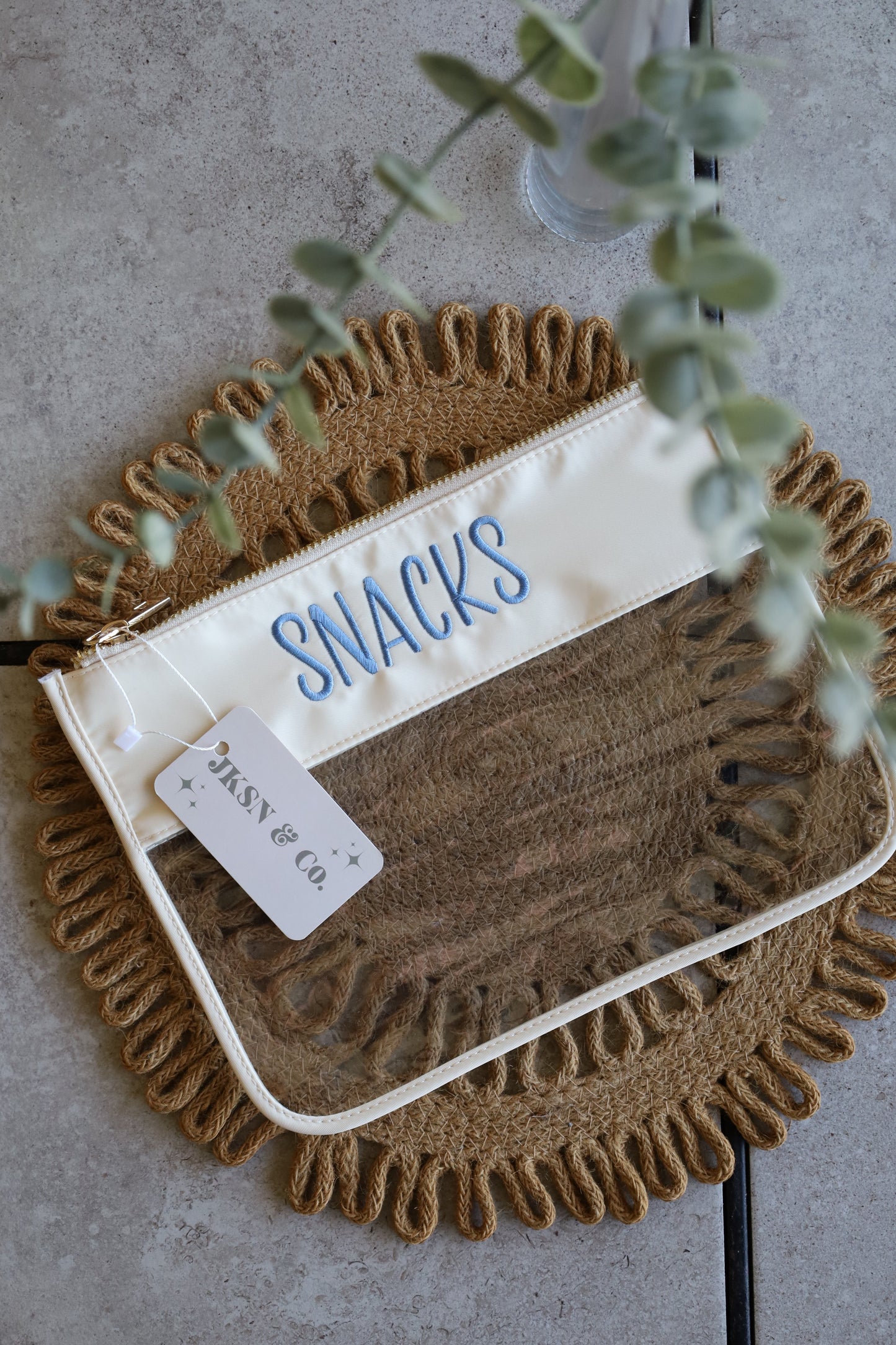 Custom Embroidered Clear Zipper Pouch – Beach & Pool Bag