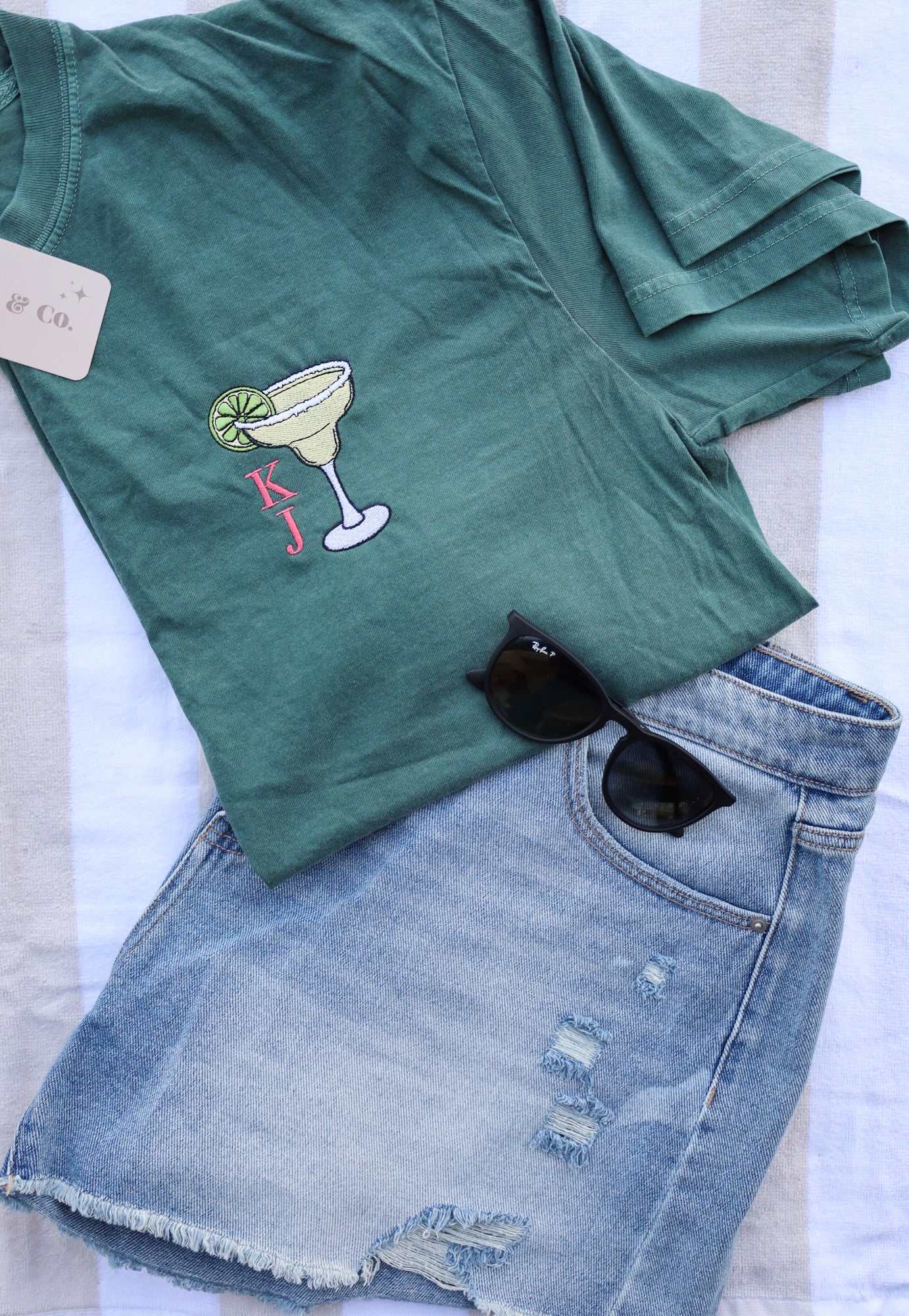 CUSTOMIZABLE Embroidered Margarita Monogram Comfort Colors Tee -- Summer Tee