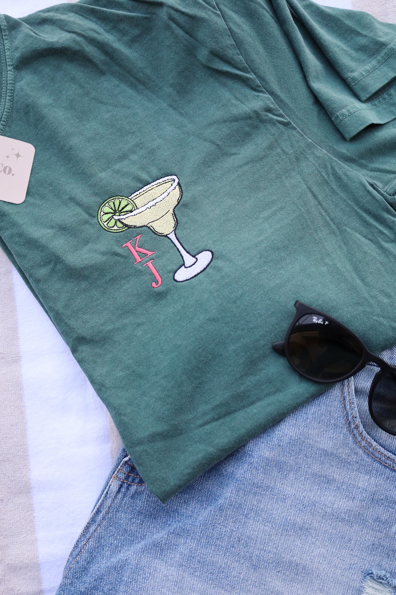 CUSTOMIZABLE Embroidered Margarita Monogram Comfort Colors Tee -- Summer Tee