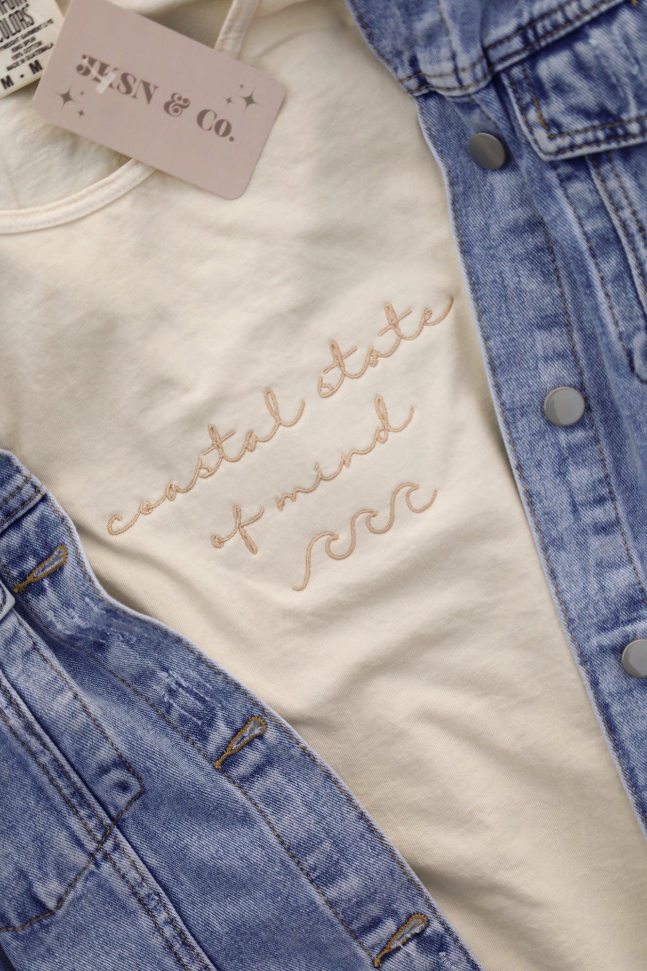 Embroidered "Coastal State of Mind" Comfort Colors Tank Top -- Beach Tank