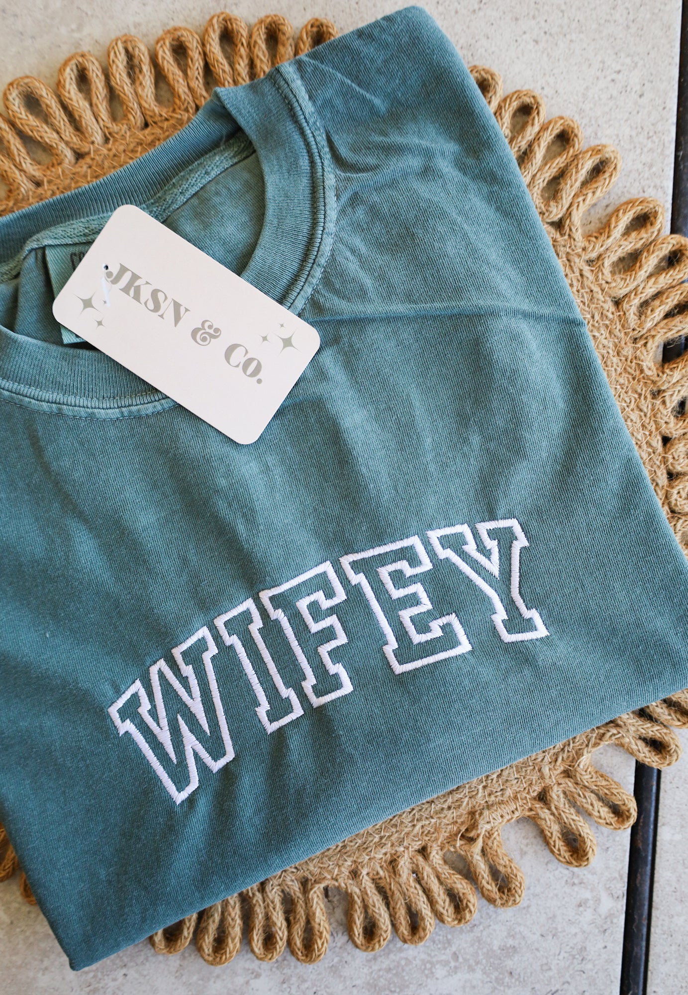 Customizable Wifey Embroidered Comfort Colors Tee --Mrs. Tee, Gift for Bride