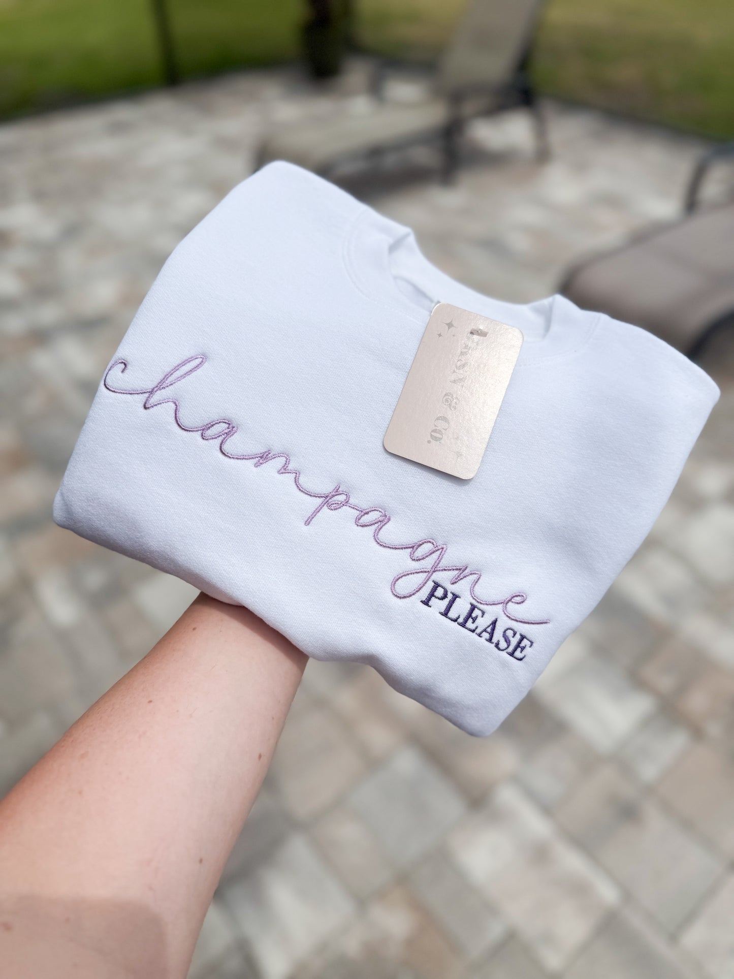 Embroidered Champagne Problems Sweatshirt