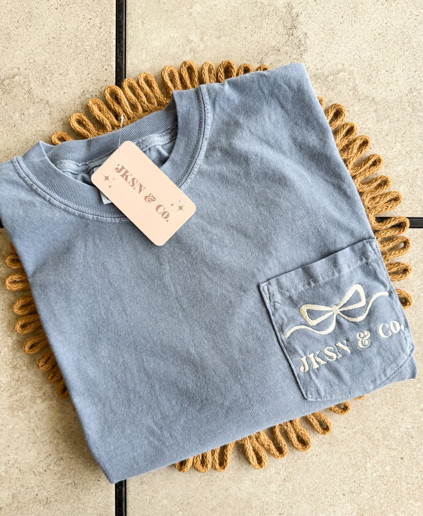 ✨ 2-Year Anniversary ✨ JKSN & Co. Embroidered Comfort Colors Pocket Tee – Custom Color Options