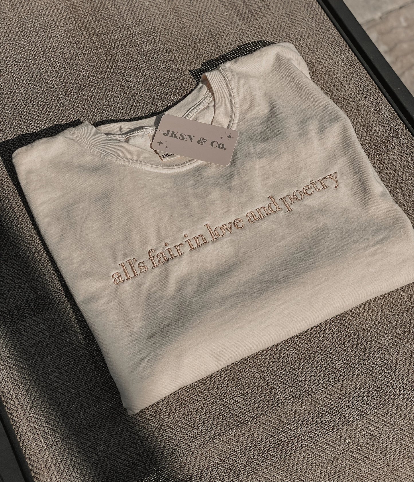 All's Fair in Love and Poetry Embroidered Comfort Colors Tee