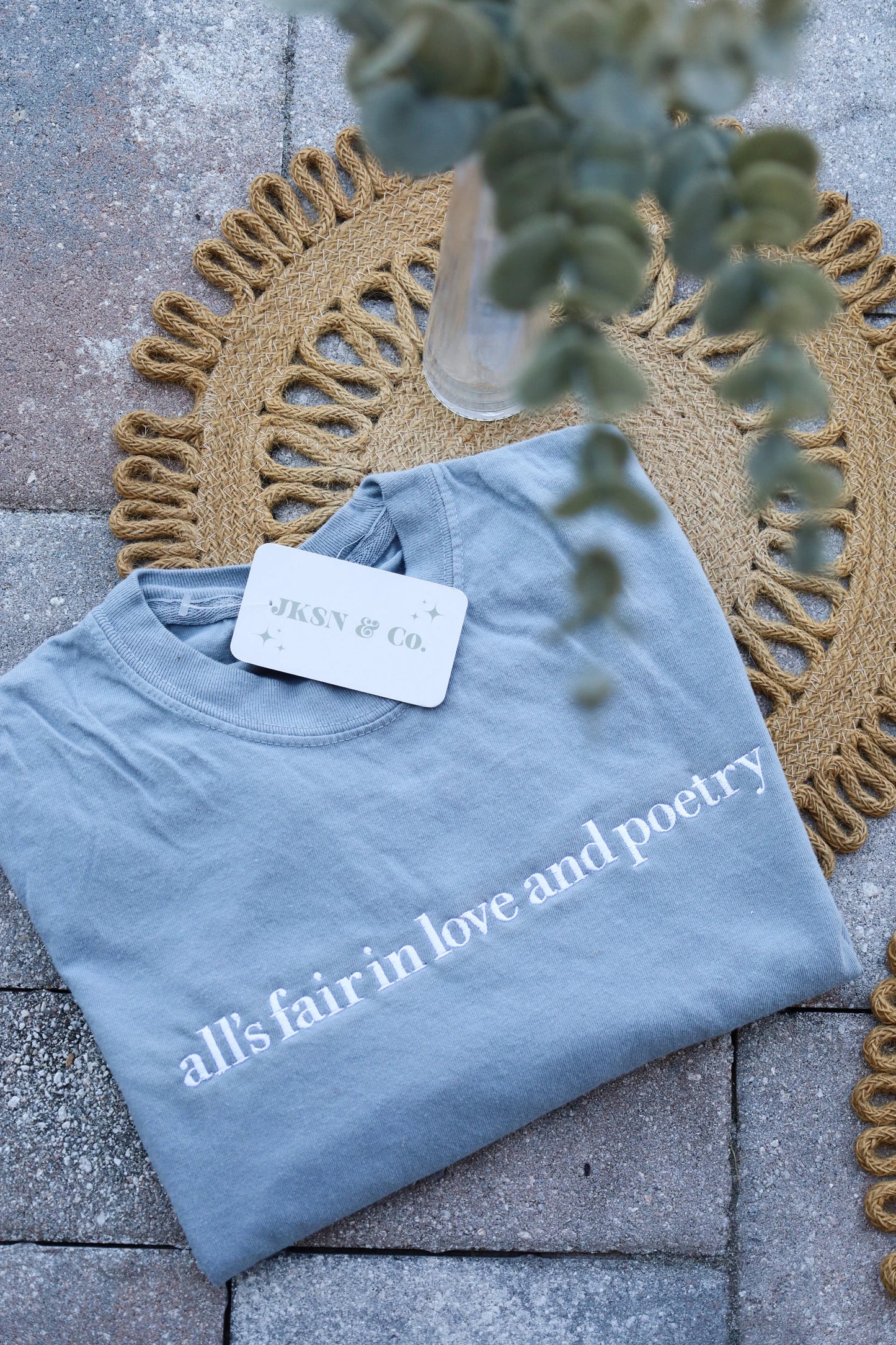 All's Fair in Love and Poetry Embroidered Comfort Colors Tee