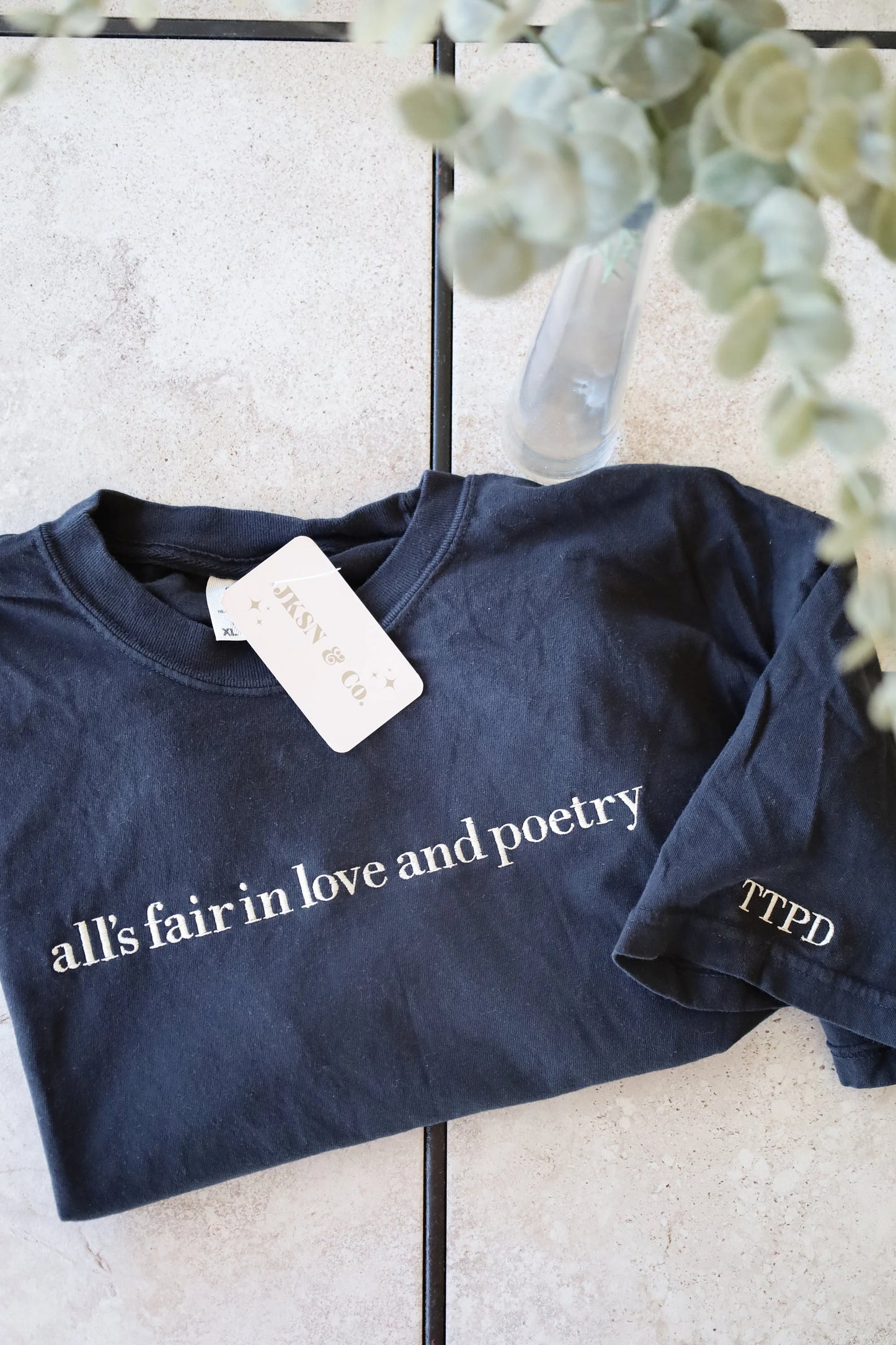 All's Fair in Love and Poetry Embroidered Comfort Colors Tee