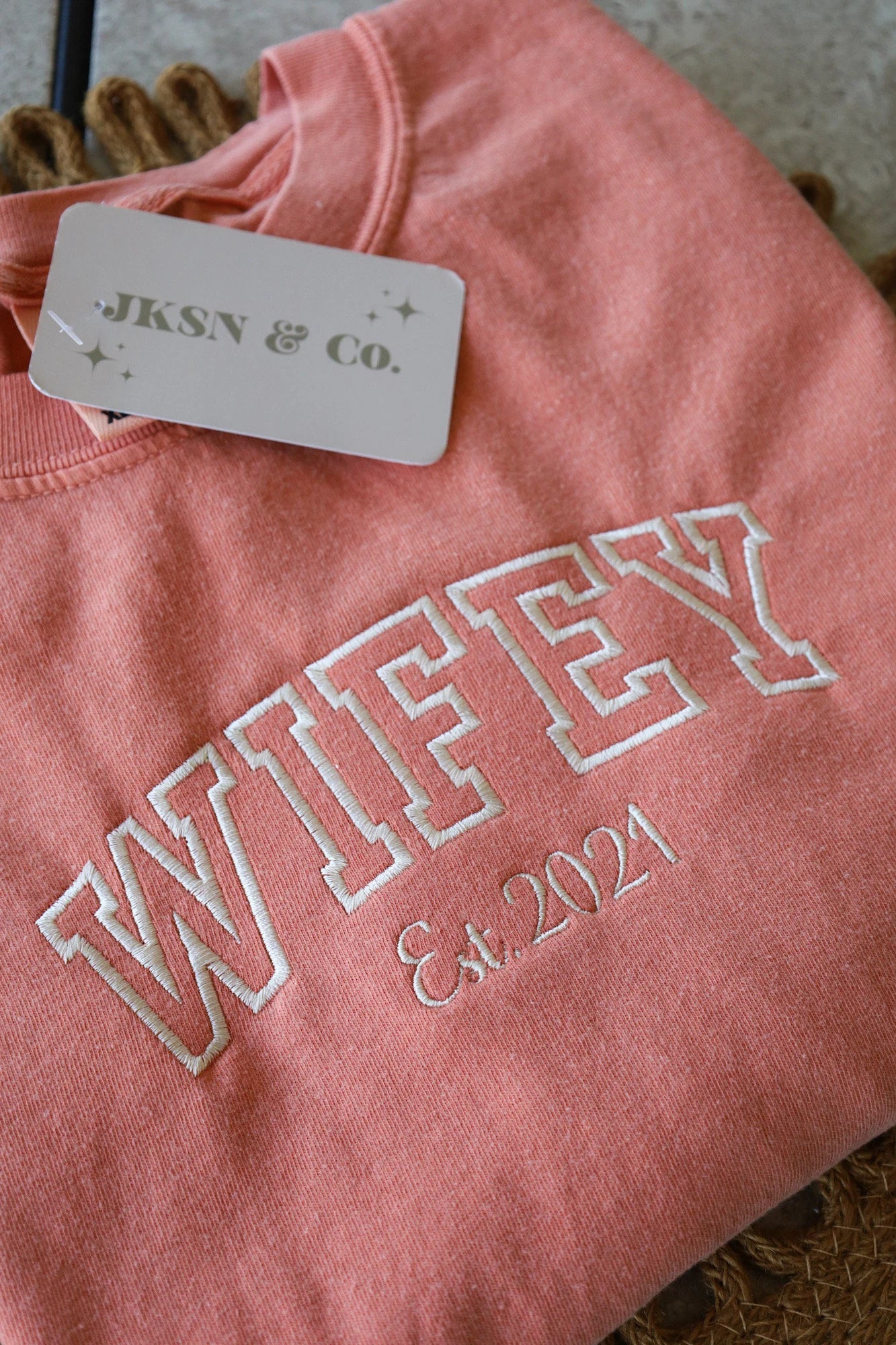 Custom Wifey EST. Date Embroidered Shirt, Comfort Colors, MRS Personalized TShirt, New Bride Shirt, Gift For Wife, Customizable