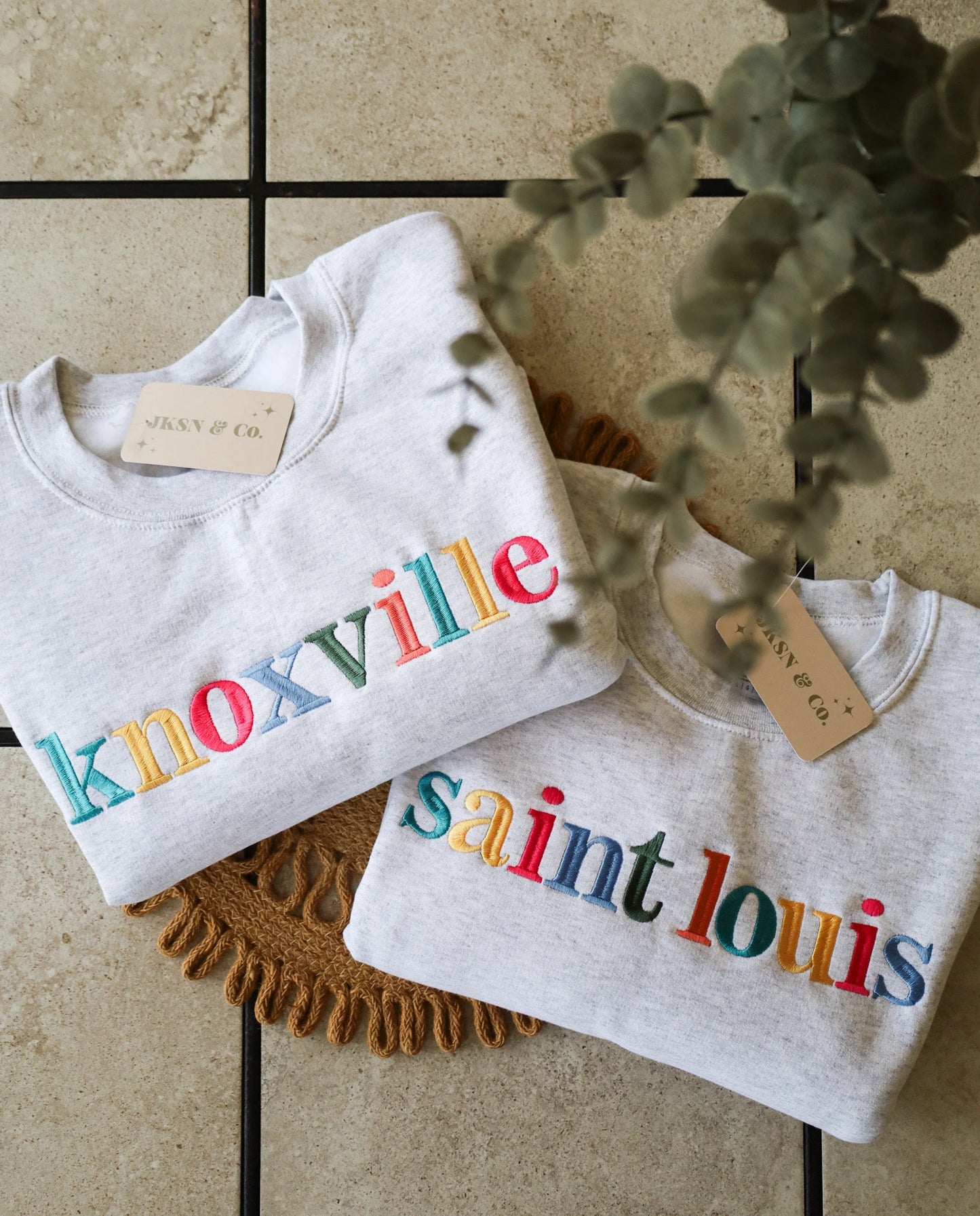 Multicolor Embroidered City Sweatshirt | City Crewneck | Town Sweatshirt | Multicolor Sweatshirt | City Shirt | Embroidered Sweatshirt