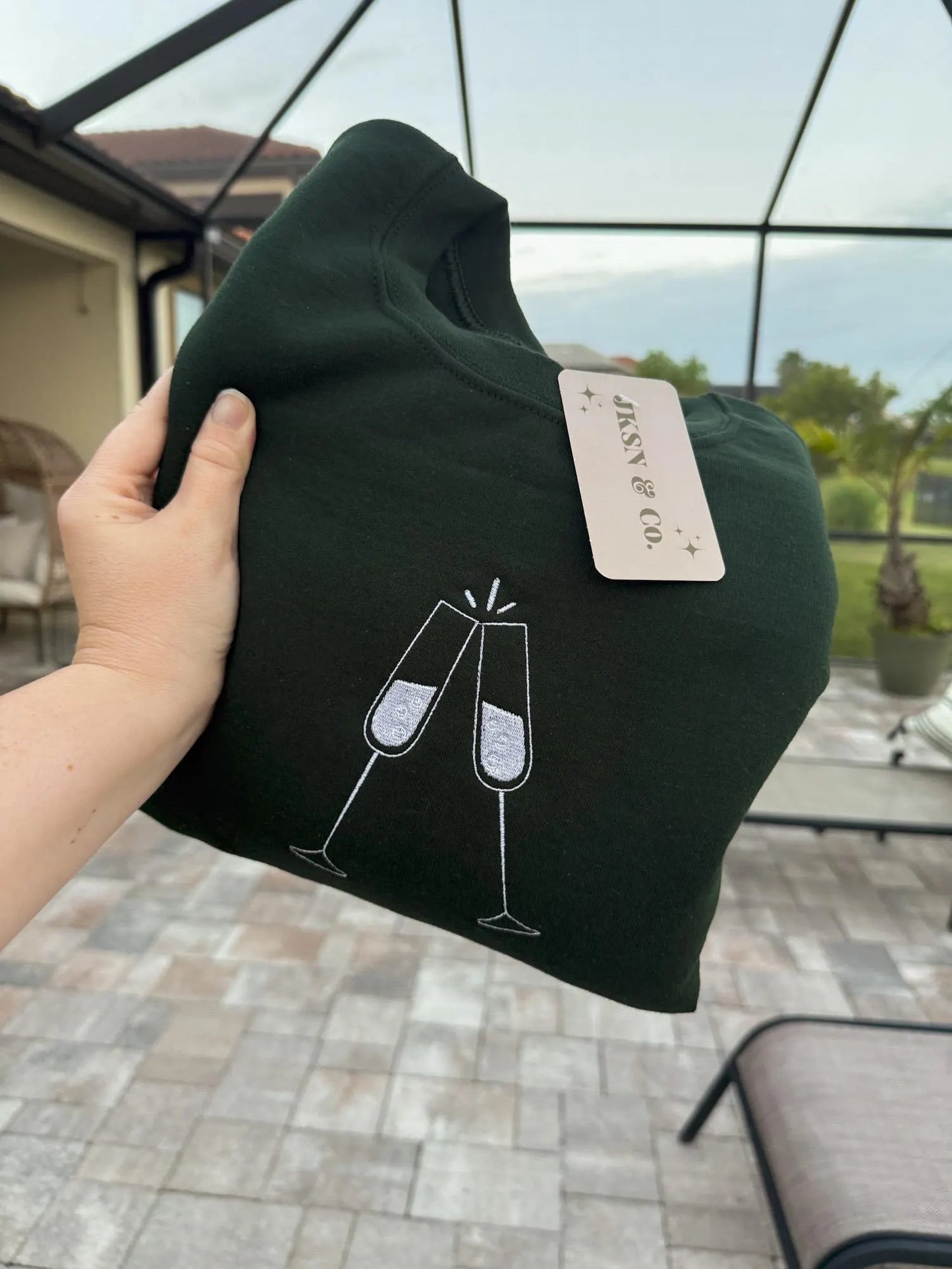 Champagne Toast Embroidered Sweatshirt