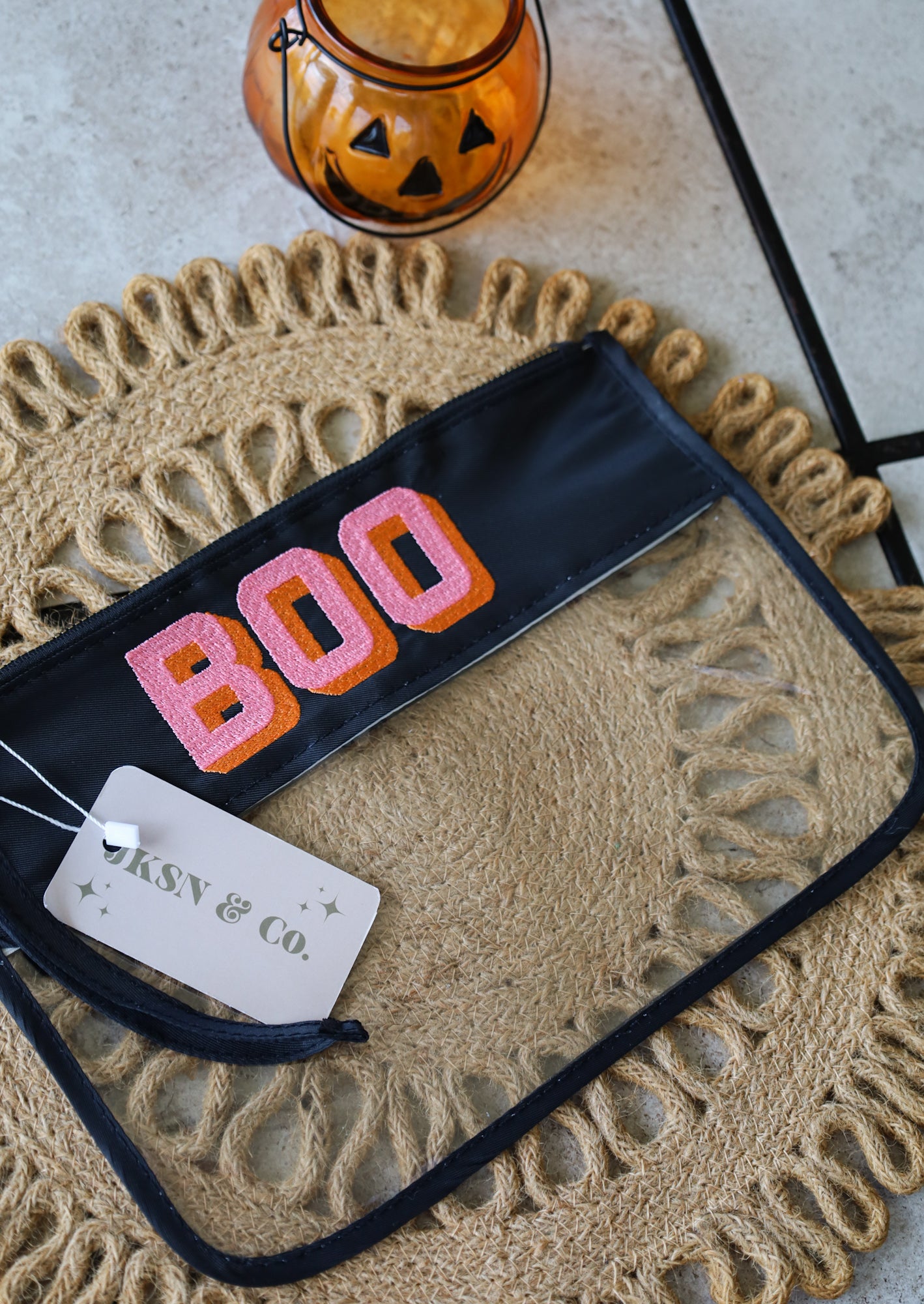 Embroidered Boo Clear Zipper Pouch