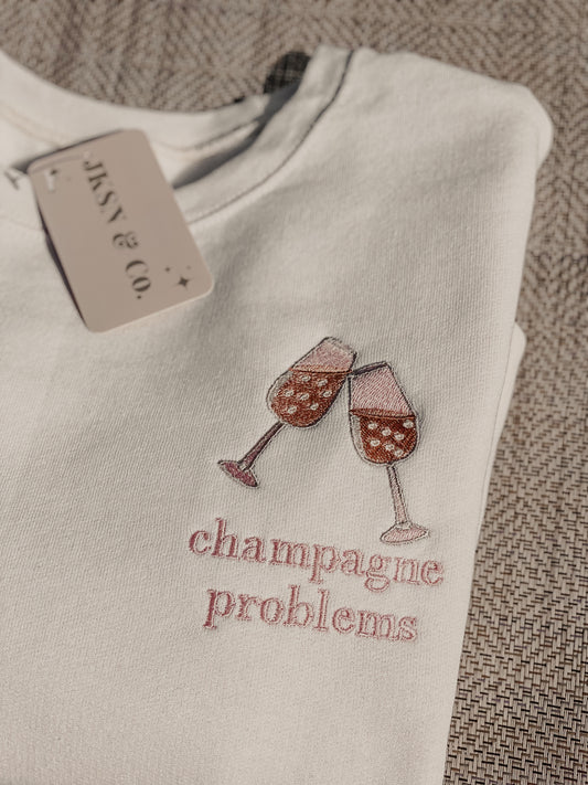 Champagne Problems Embroidered Crewneck | Embroidered Eras Sweatshirt -- Evermore Inspo, Champagne Sweatshirt, Eras Inspired