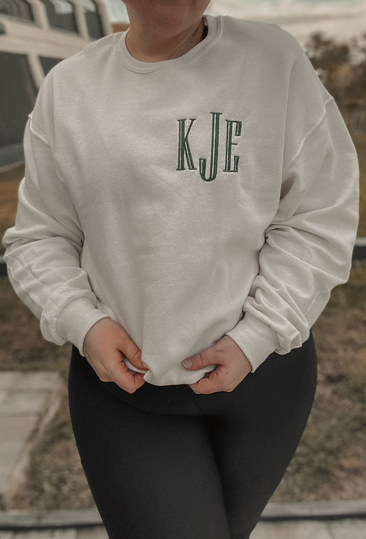 Preppy Monogram Embroidered Sweatshirt | Monogram Crewneck | Monogram Sweatshirt