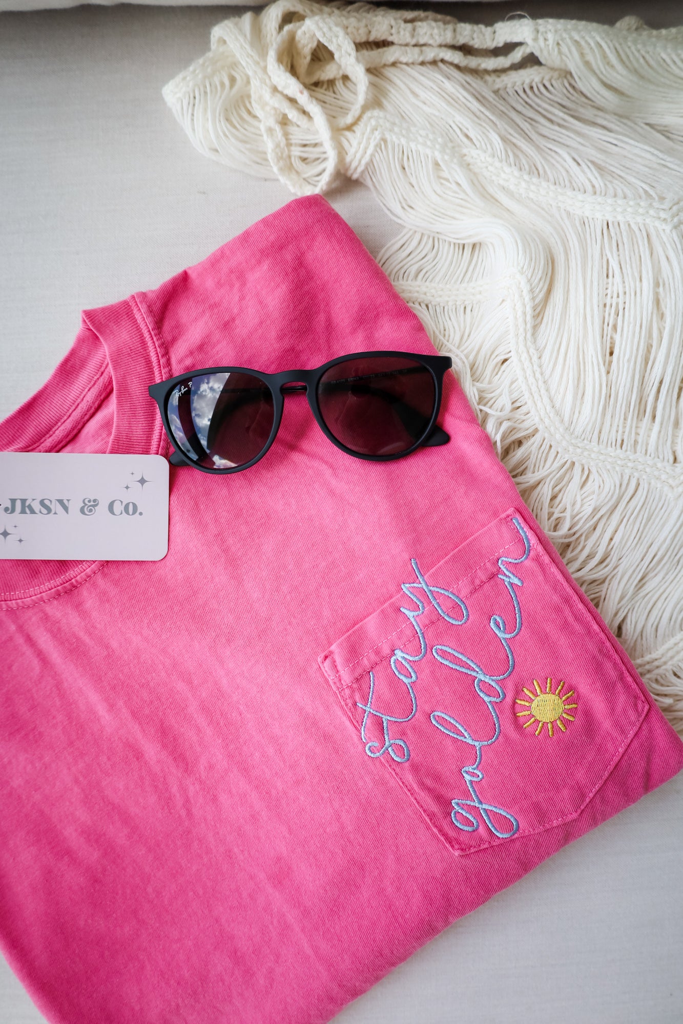 Stay Golden Embroidered Pocket Tee