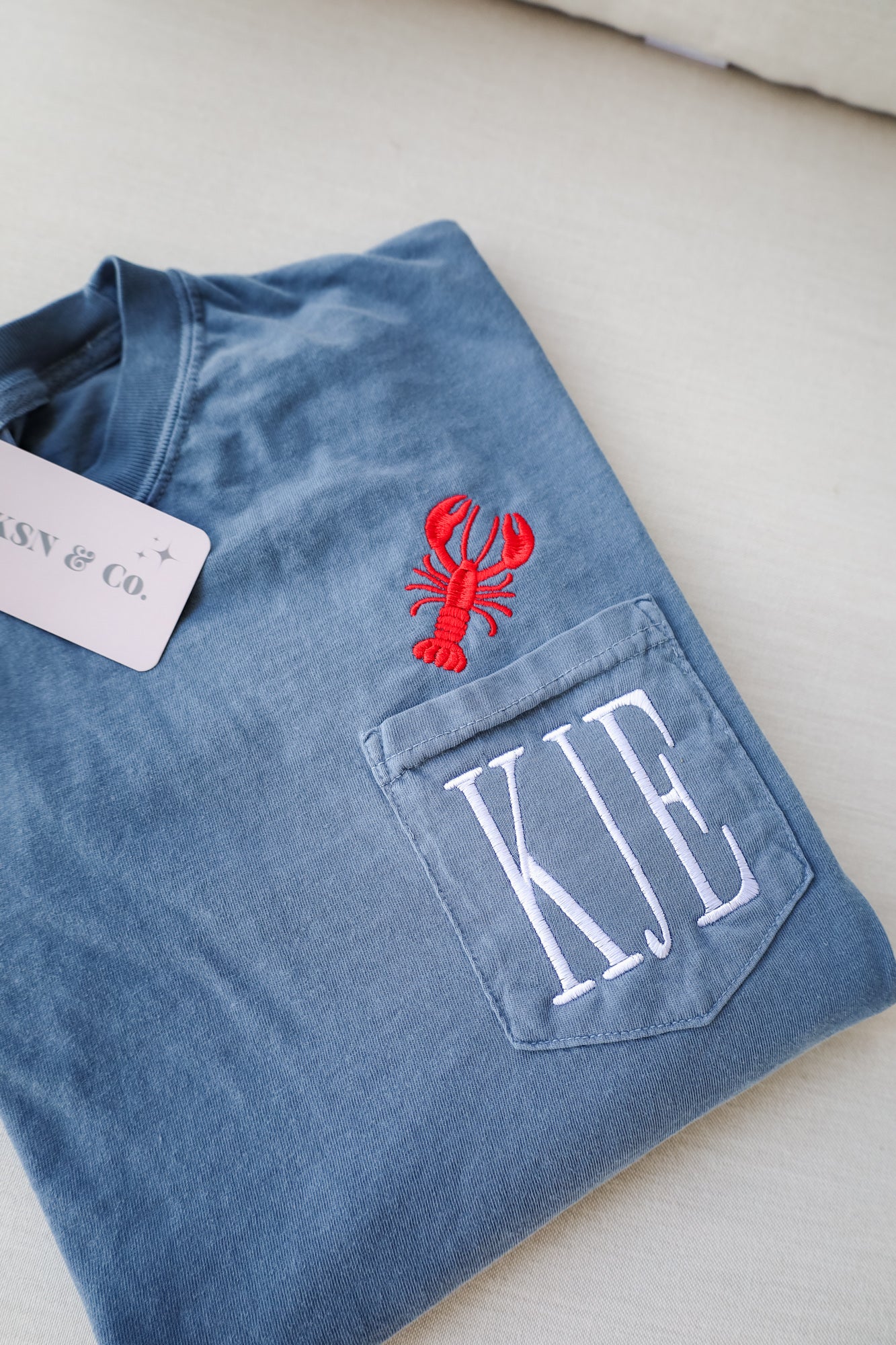 Lobster Monogram Embroidered Pocket Tee