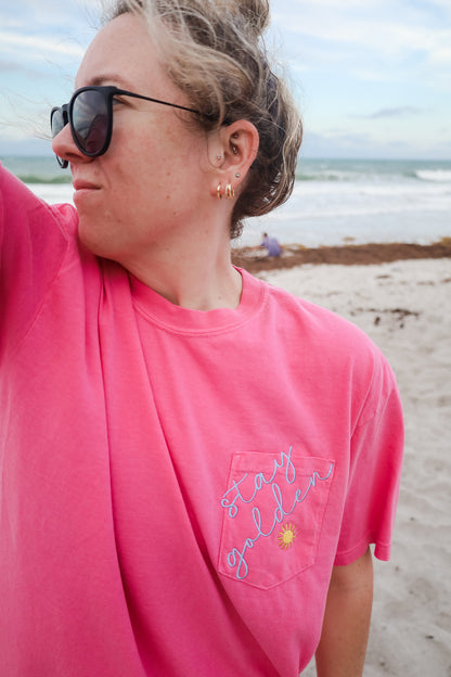 Stay Golden Embroidered Pocket Tee