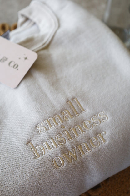 Monochrome Profession Crewneck -- Small Business Owner Embroidered Crewneck, Dainty Profession Embroidered Sweatchirt