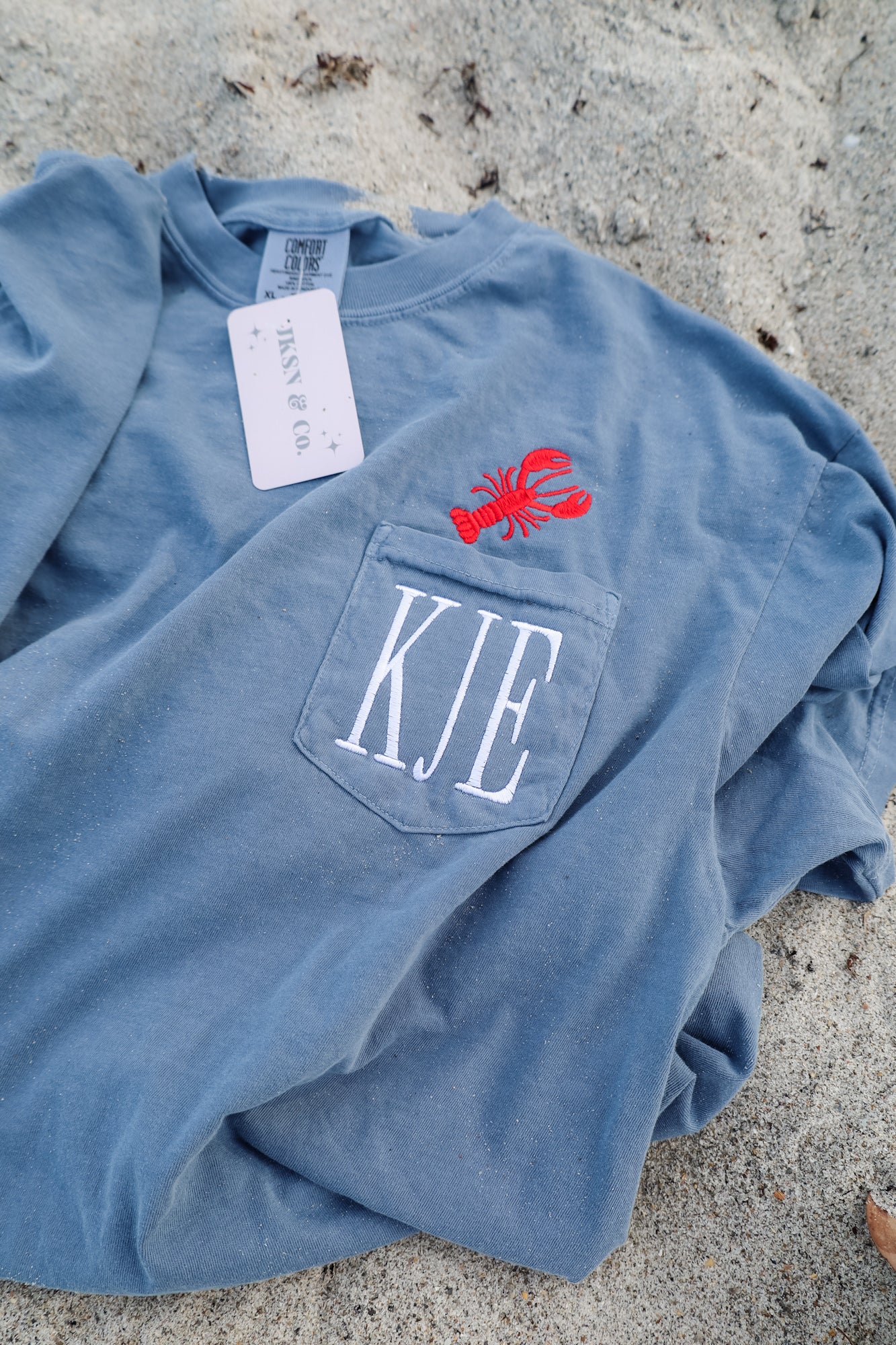 Lobster Monogram Embroidered Pocket Tee