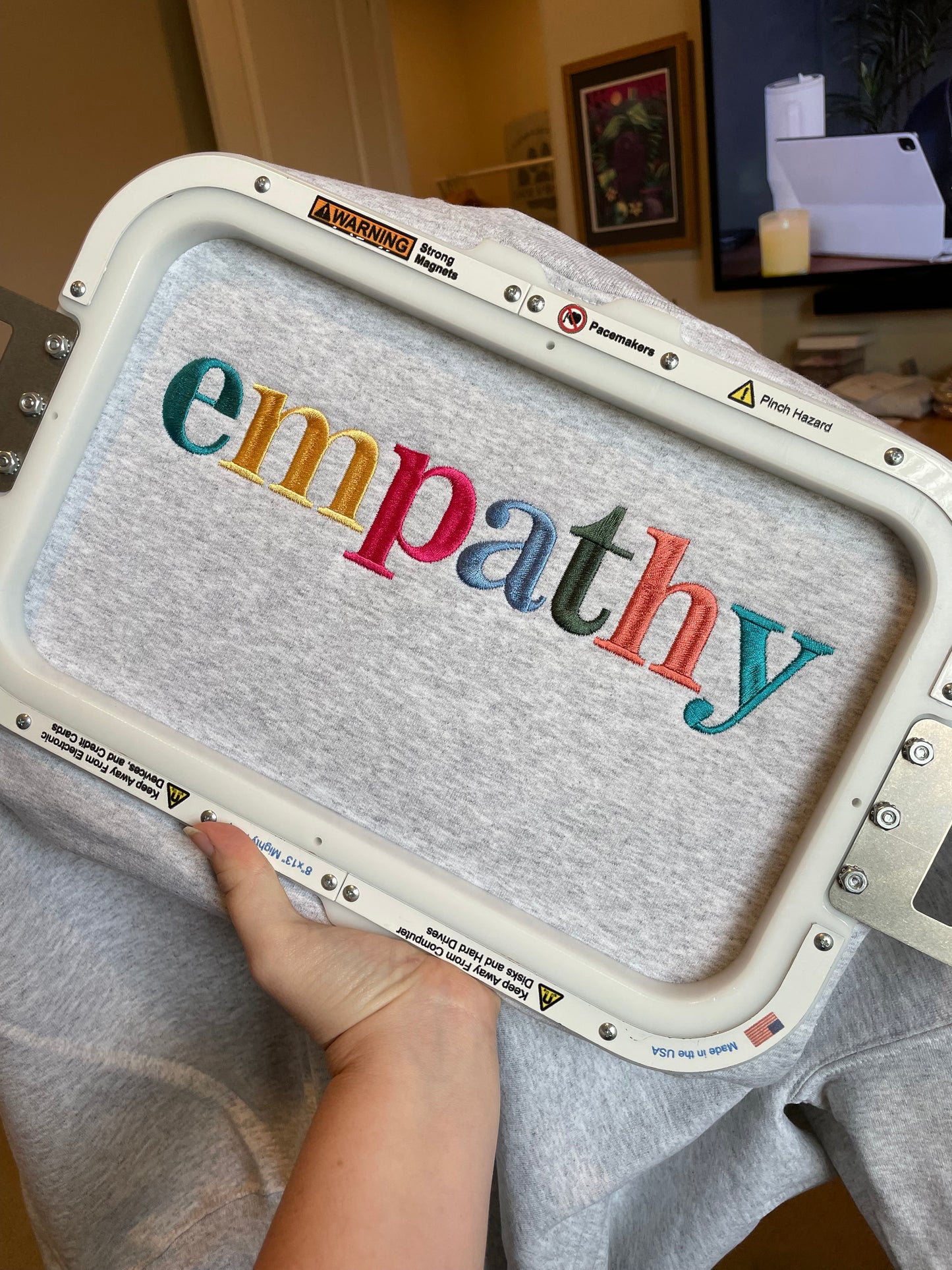 Multicolored Embroidered Empathy Sweatshirt, Customizable Embroidered Crewneck, Empathy