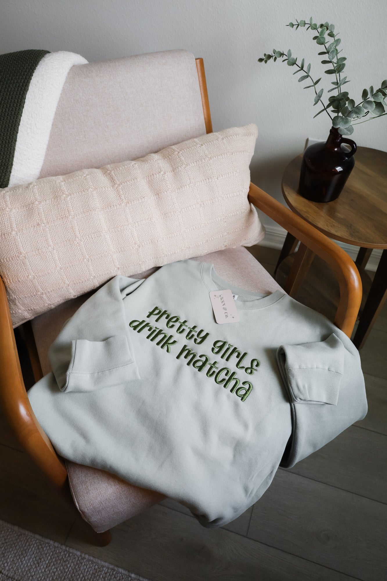 Pretty Girls Drink Matcha Embroidered Sweatshirt