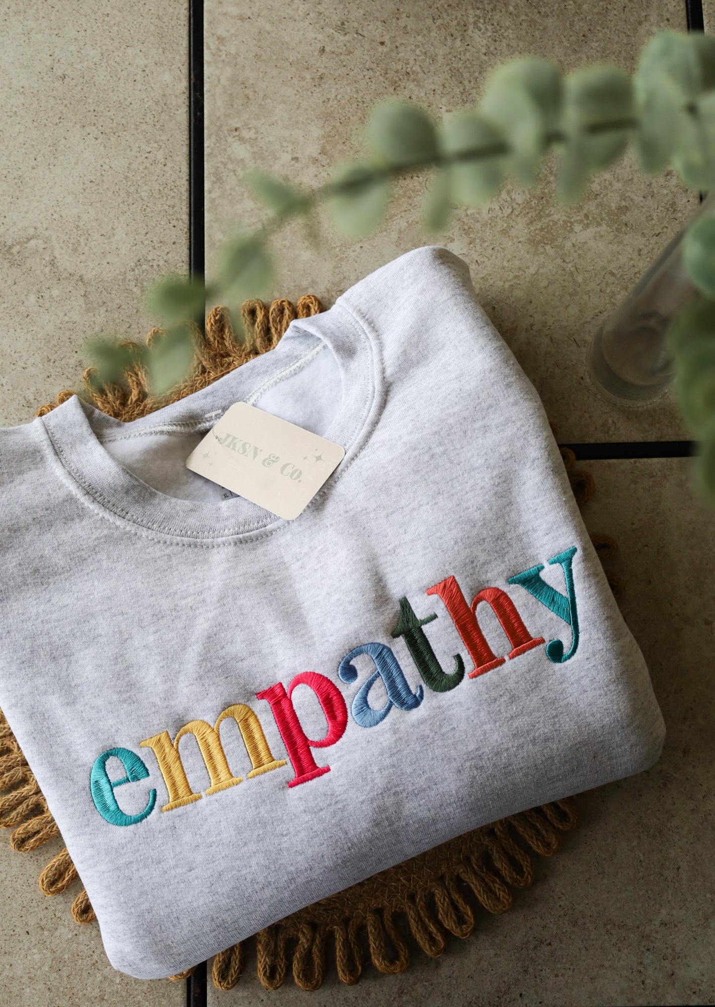 Multicolored Embroidered Empathy Sweatshirt, Customizable Embroidered Crewneck, Empathy