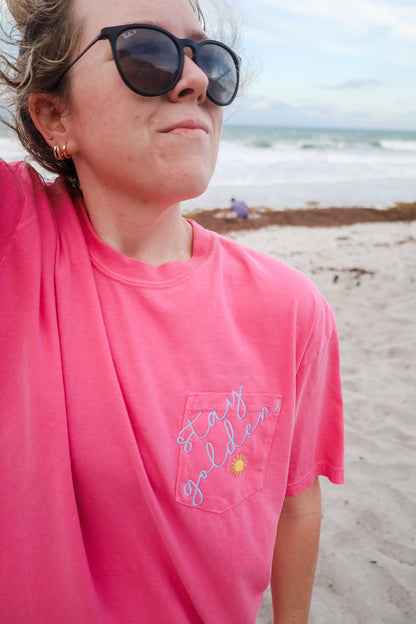 Stay Golden Embroidered Pocket Tee