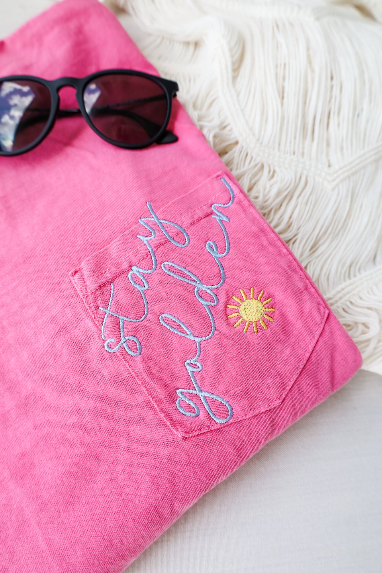 Stay Golden Embroidered Pocket Tee