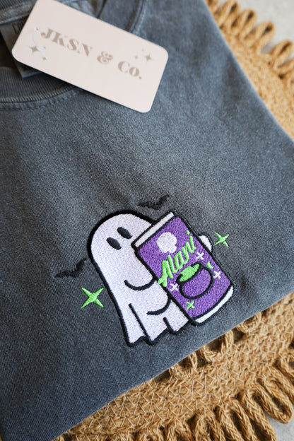 Embroidered Ghost Witches Brew Comfort Colors Tee