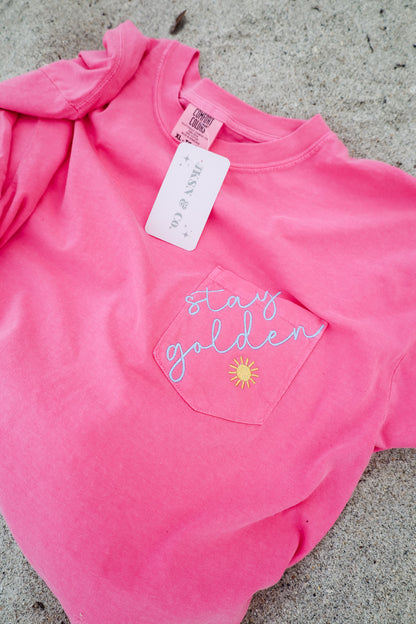 Stay Golden Embroidered Pocket Tee