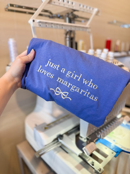 Just A Girl Who Loves Margaritas Embroidered Tee