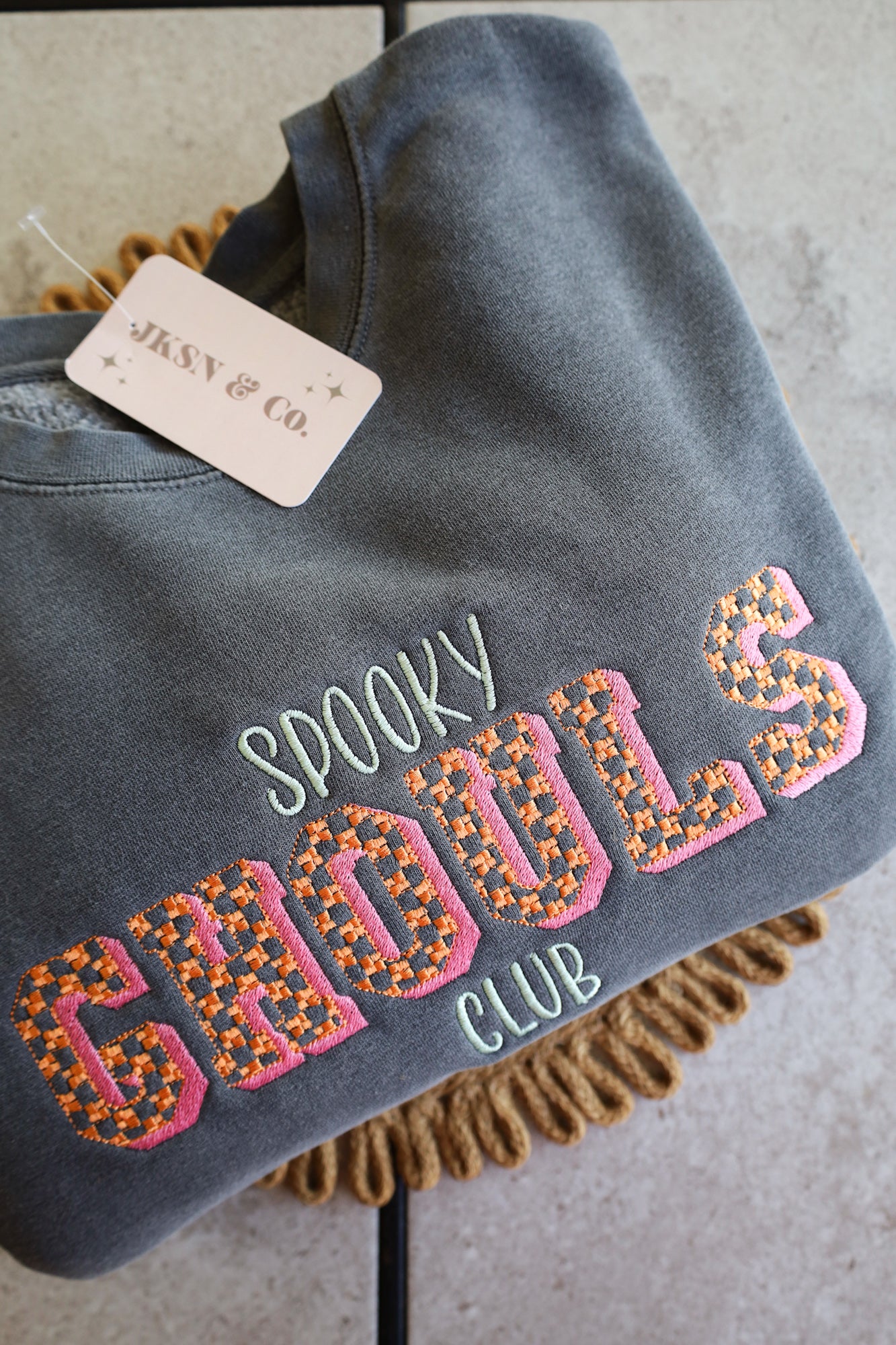 Spooky Ghouls Club Embroidered Sweatshirt