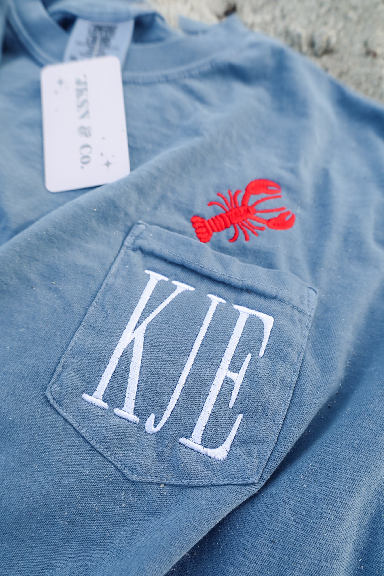 Lobster Monogram Embroidered Pocket Tee