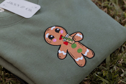 Gingerbread Iced Coffee Embroidered Crewneck