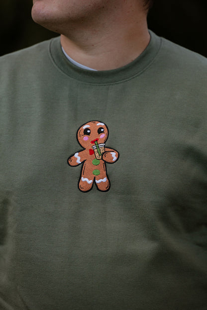 Gingerbread Iced Coffee Embroidered Crewneck