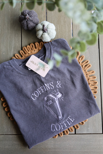 Coffins & Coffee Embroidered Tee