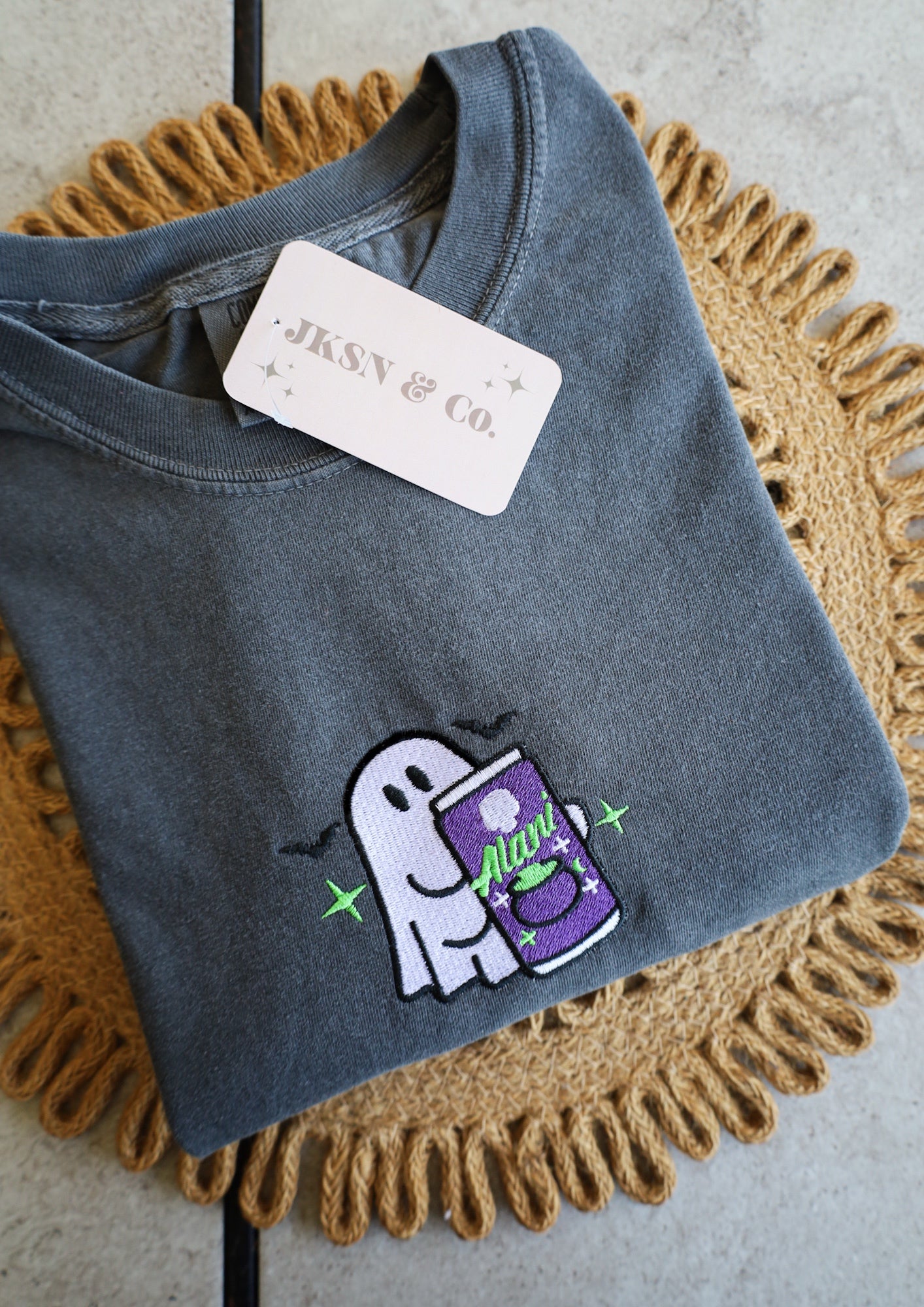 Embroidered Ghost Witches Brew Comfort Colors Tee