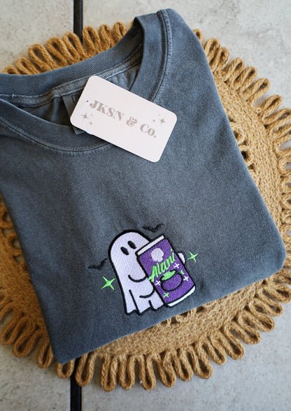 Embroidered Ghost Witches Brew Comfort Colors Tee